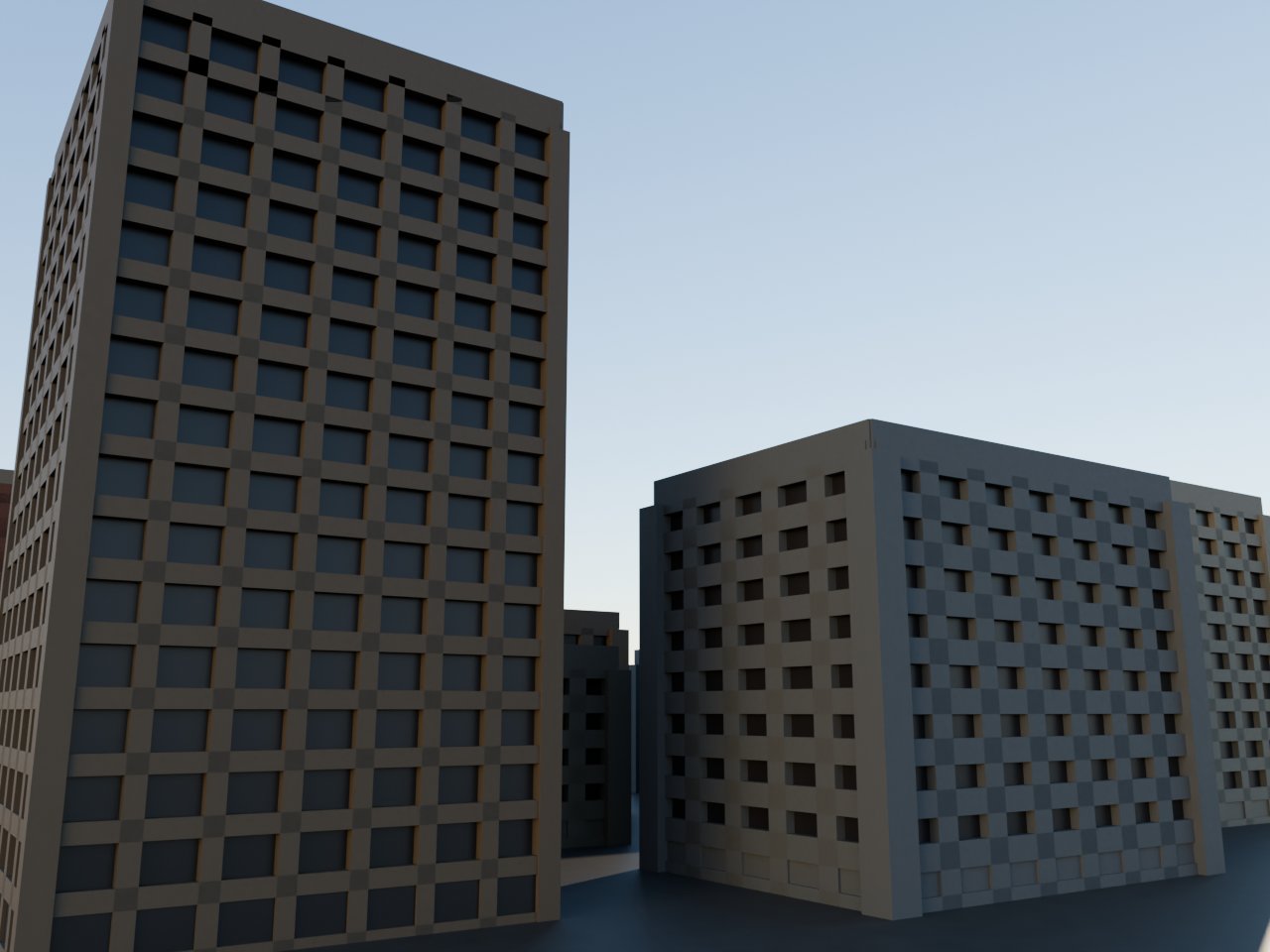 Office tower with tinted curtain wall