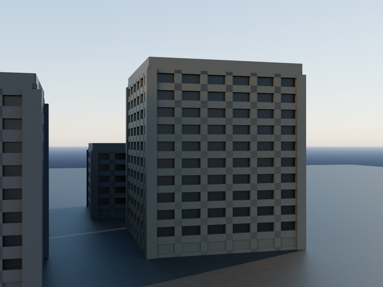 Concrete block with banded glazing
